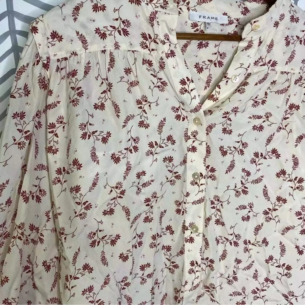 Frame Denim Pink Buttoned Blouse with Mandarin Collar